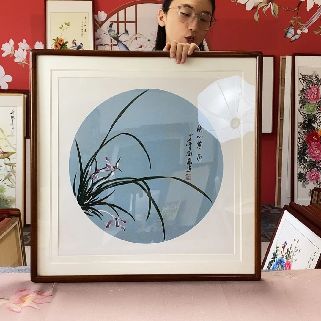 国画手写手绘带框包邮62✖️62国画作品