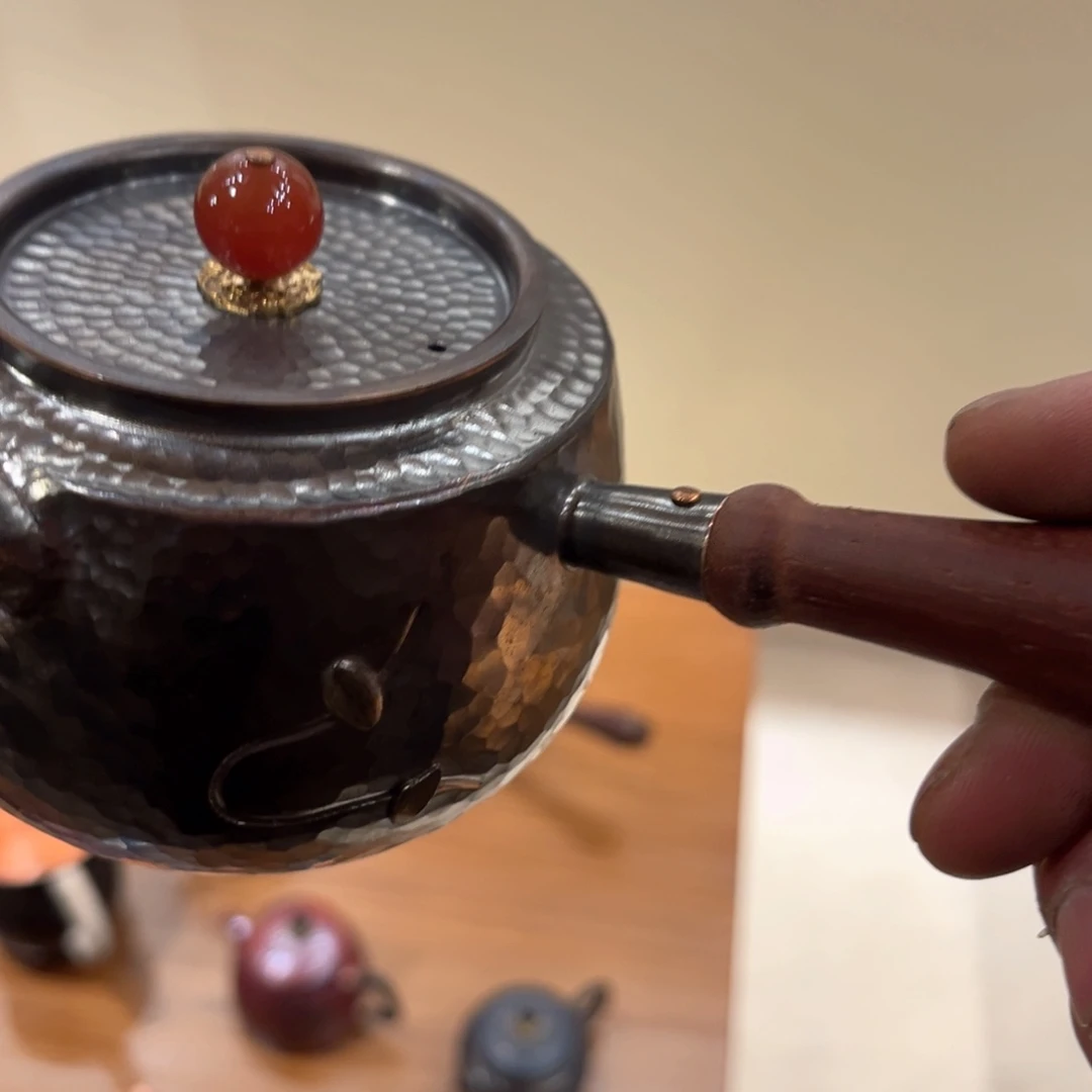 不*道复古铜桔钉300侧把壶手工锻打工艺