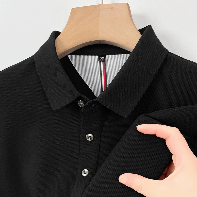 汤米希凯利2025新款男士纯棉POLO衫夏季时尚纯色半袖翻领短袖T恤