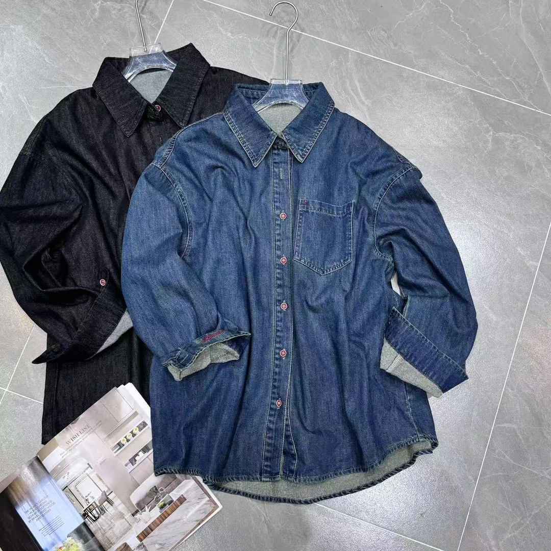 Manmi 复古水洗加绒牛仔衬衫 5521