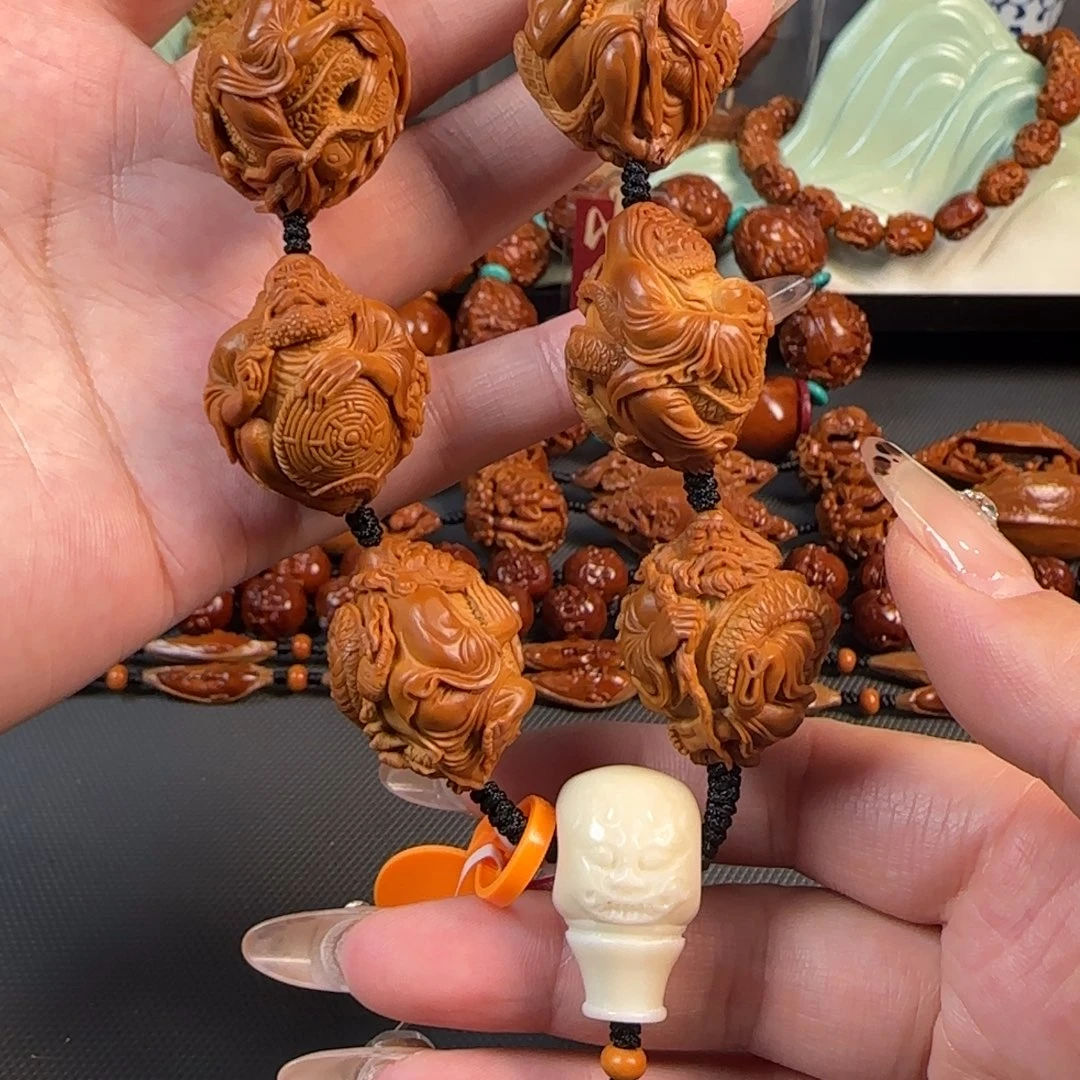 手串/手链橄榄核宽2.5梅林核深雕御龙达摩手持