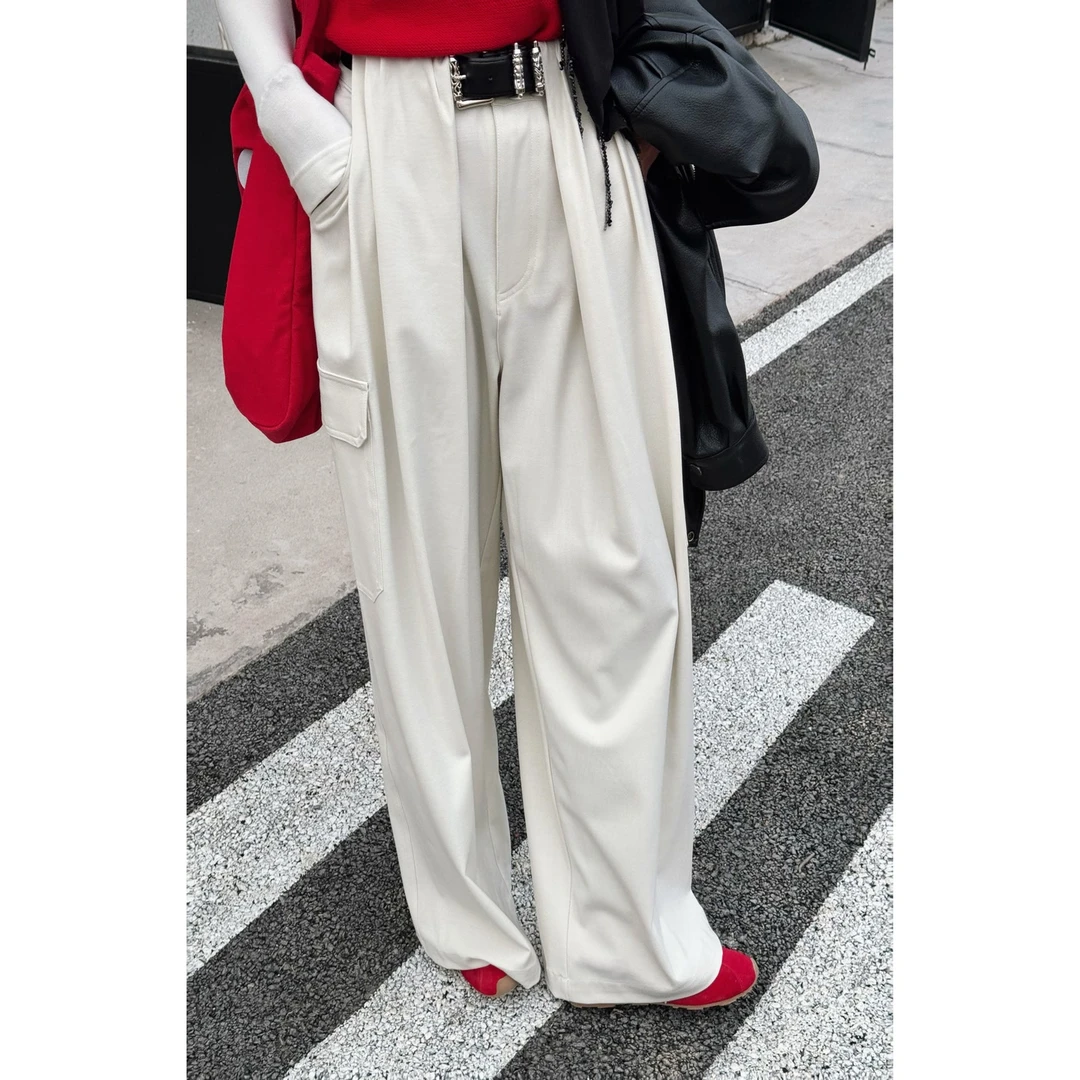 乙丝玛新款腰带工装裤阔腿春季时尚休闲