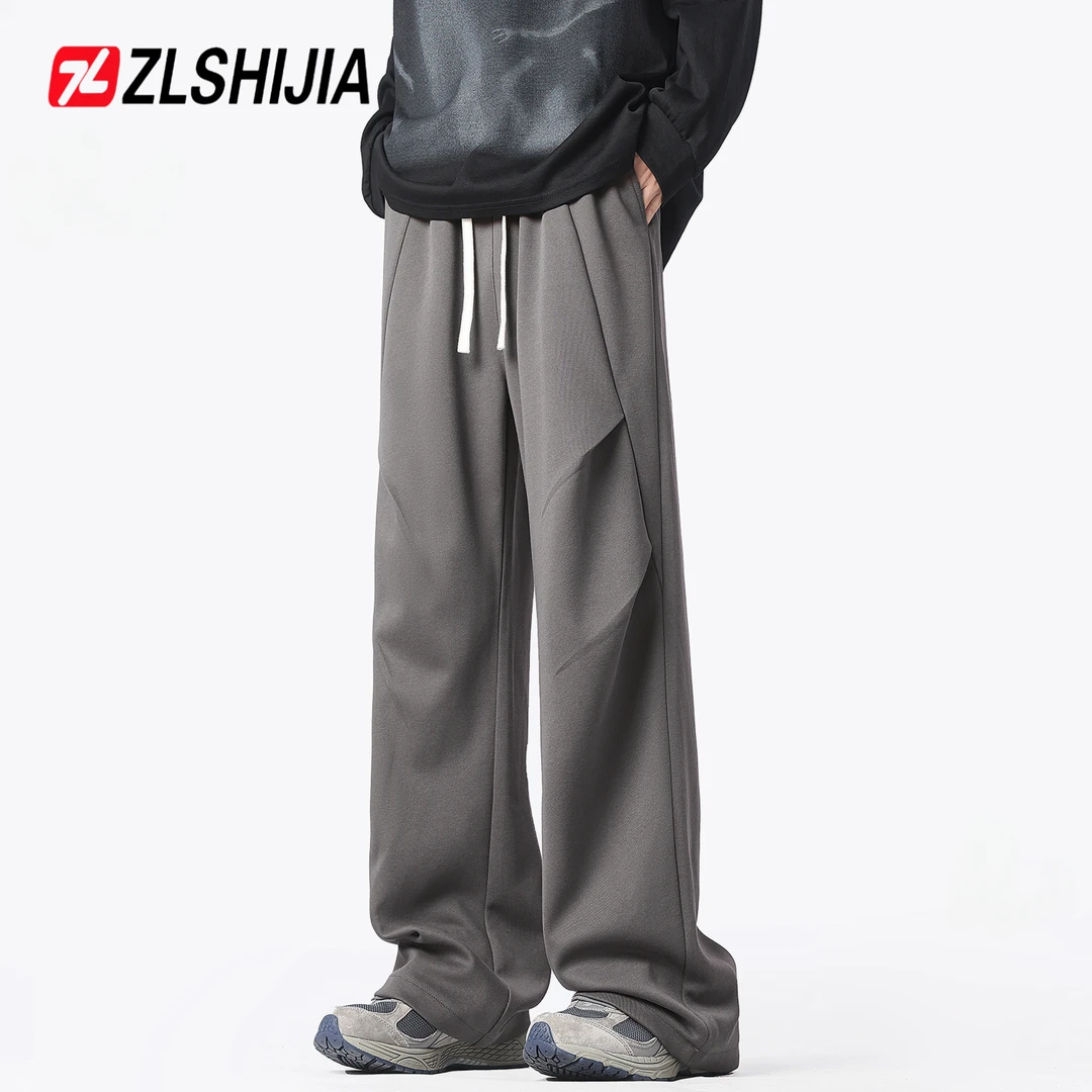 战狼世家春季爆款2025新款褶皱宽松直筒休闲裤男士运动百搭伞兵裤