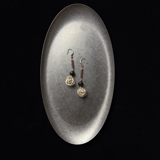 非金属木质耳饰 原创手作简约气质古典耳饰