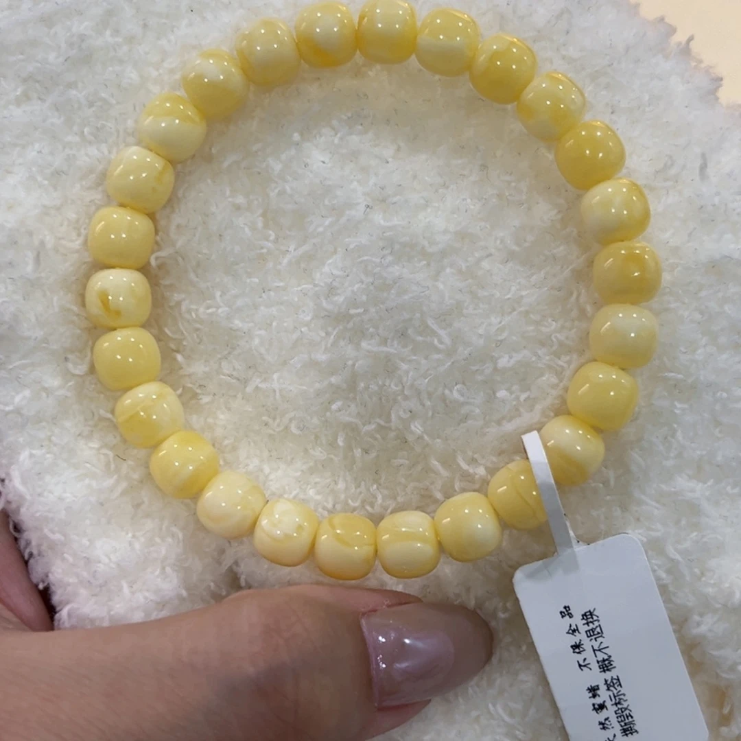 狂****未镶嵌蜜蜡手链8m浓蜡老型手串