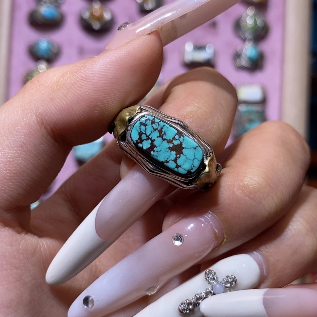 绿松石银S925镶嵌戒指