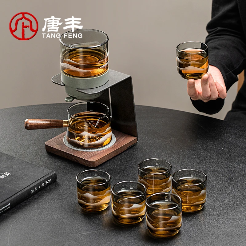 唐丰自动茶水分离茶壶玻璃茶壶家用办公室过滤壶懒人泡茶壶茶具