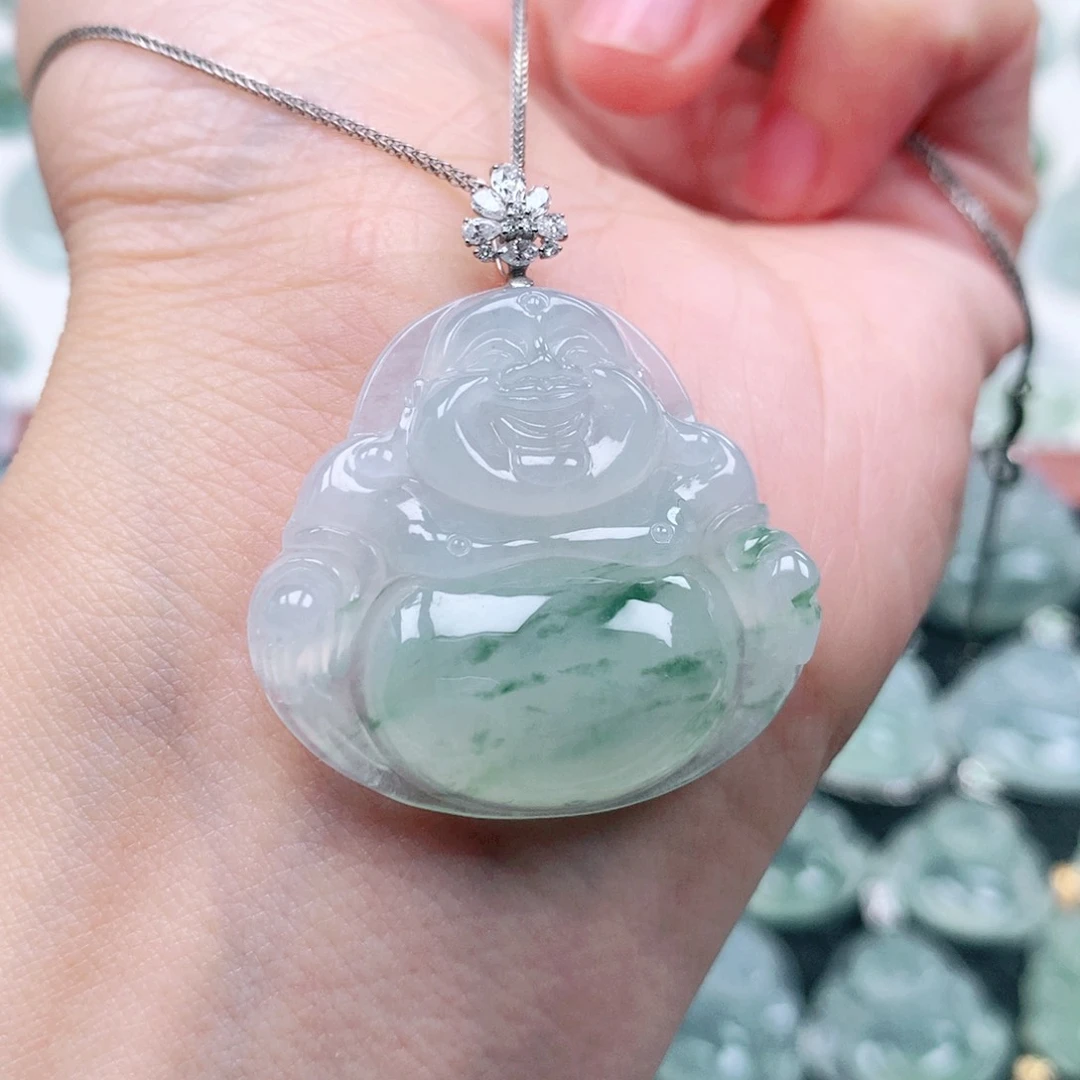 吊坠(不含链)18K金镶嵌翡翠