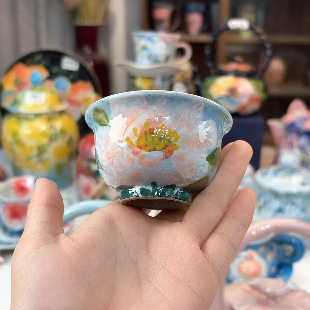 景德镇手绘高温釉下彩陶瓷茶具