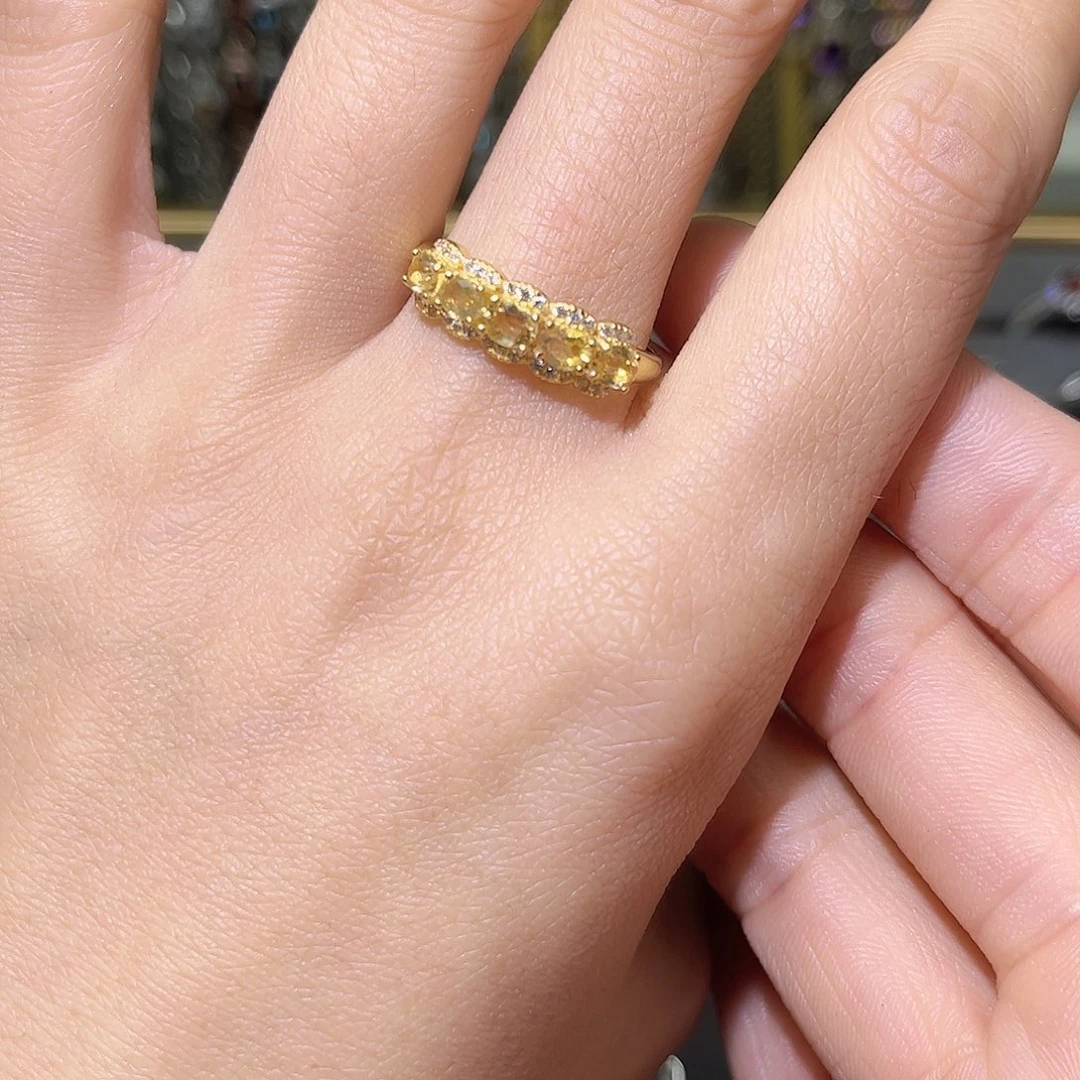 黄晶戒指银S925镶嵌111111