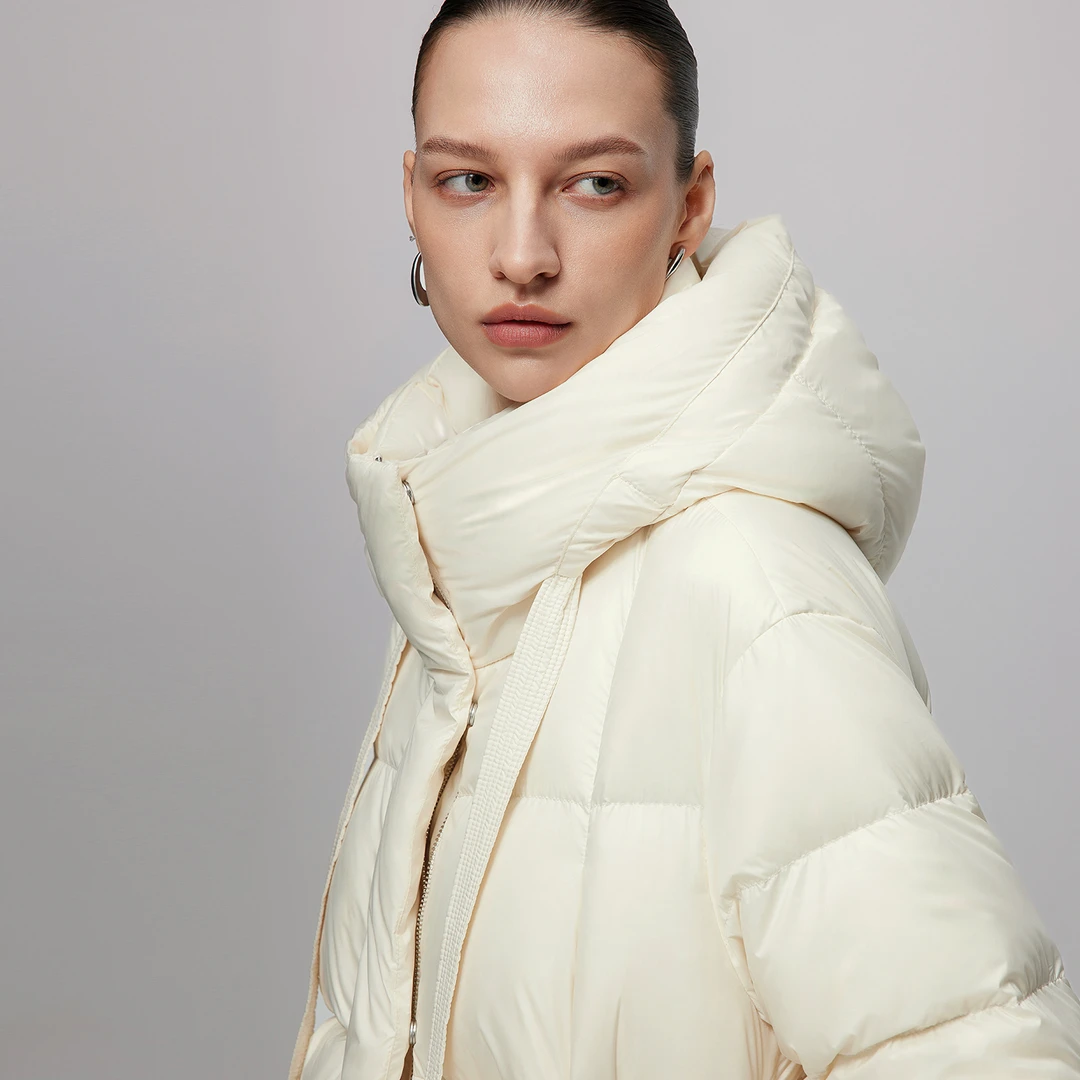 【婷婷专属】纤念新款时尚百搭长款立领连帽羽绒服4317