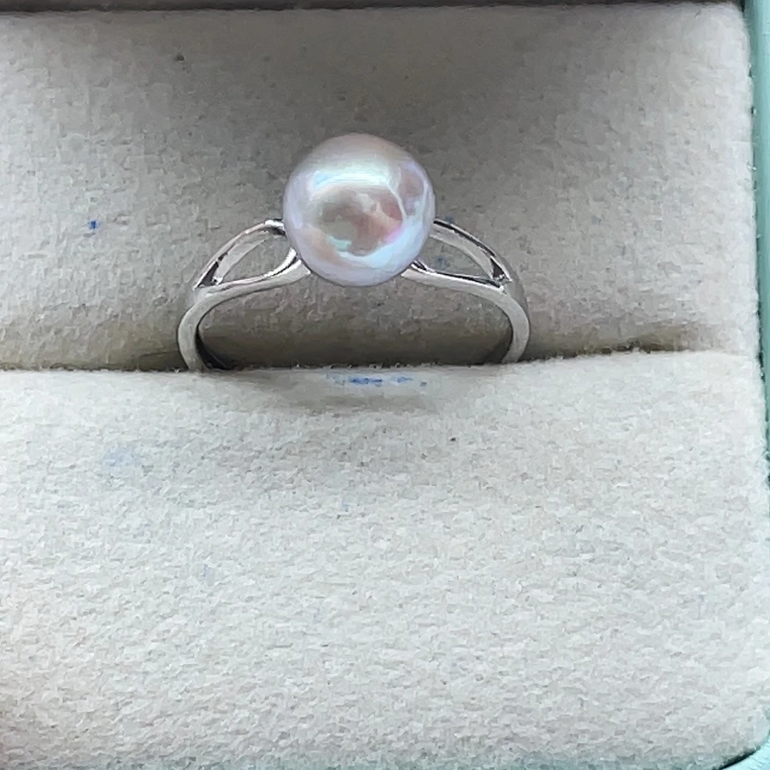 戒指海水珍珠银S925镶嵌
