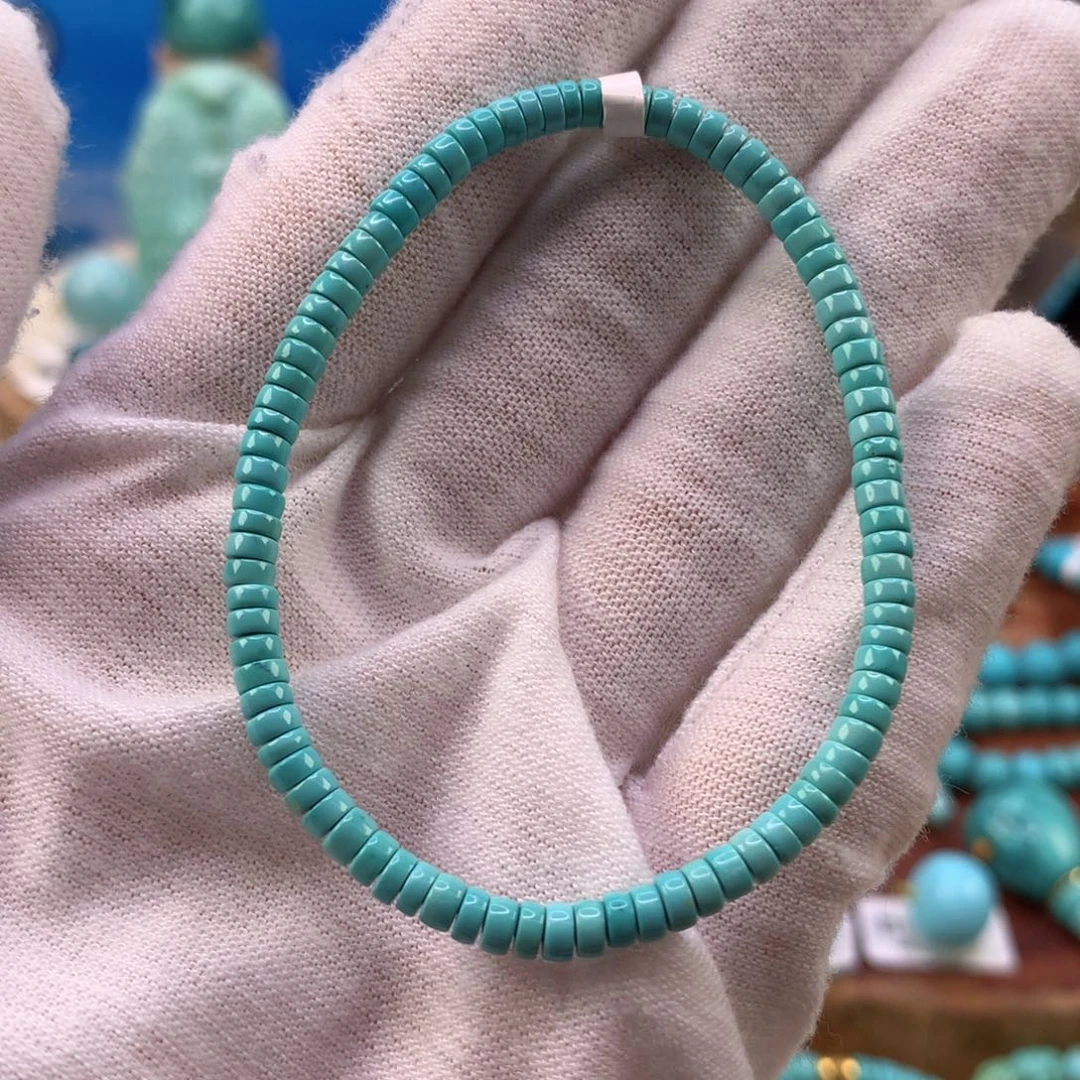 绿松石未镶嵌珠宝奇石高瓷直切手串3.5mm