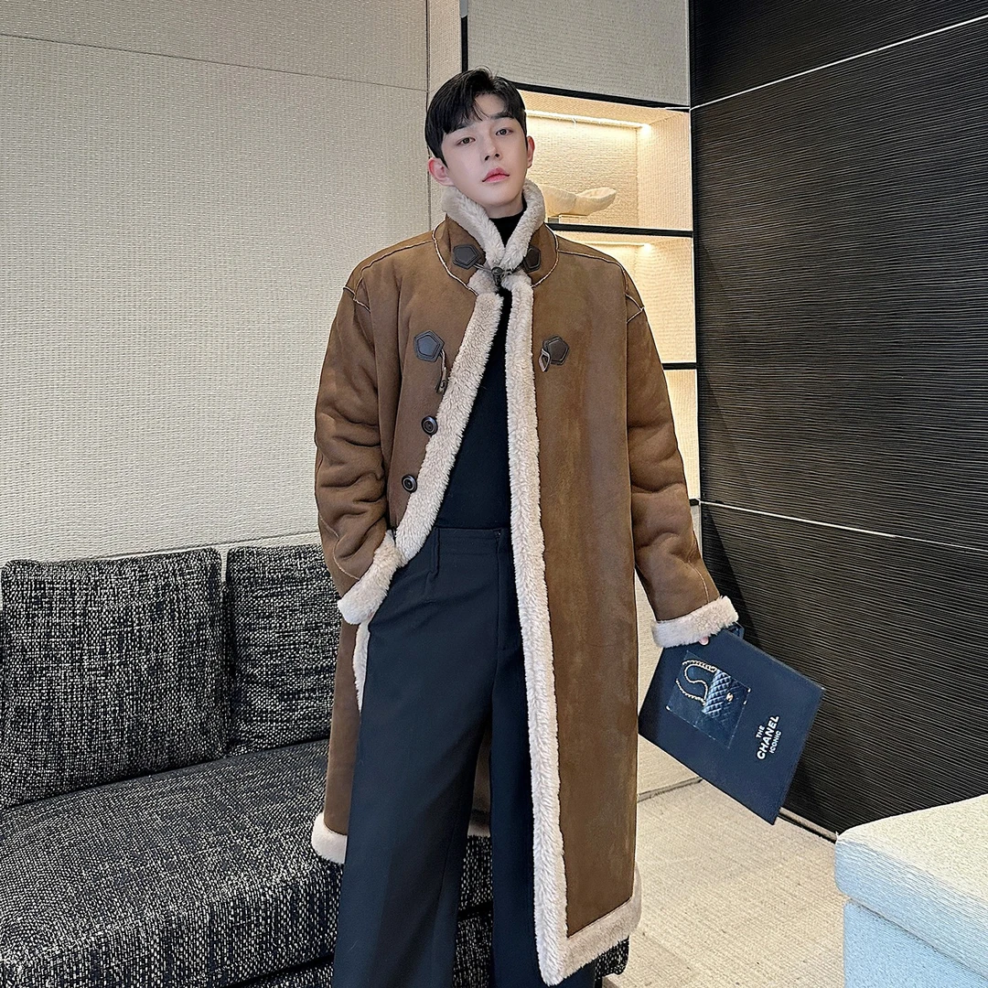 正反两穿美拉德色非皮毛一体年轻款纯羊毛皮草外套男冬高级加长款