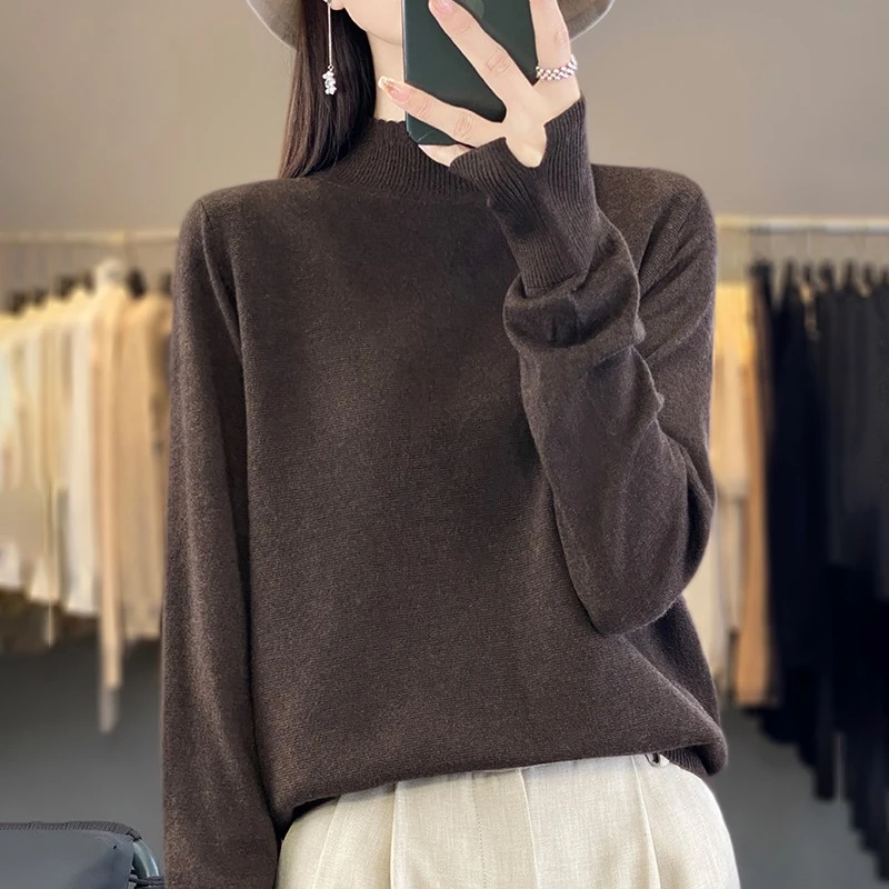 【特】精纺花边半高领长袖女款打底衫
