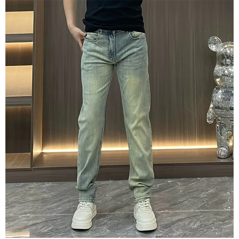 水洗男士休闲直筒牛仔长裤中腰春夏秋冬款修身潮流时尚百搭高弹力