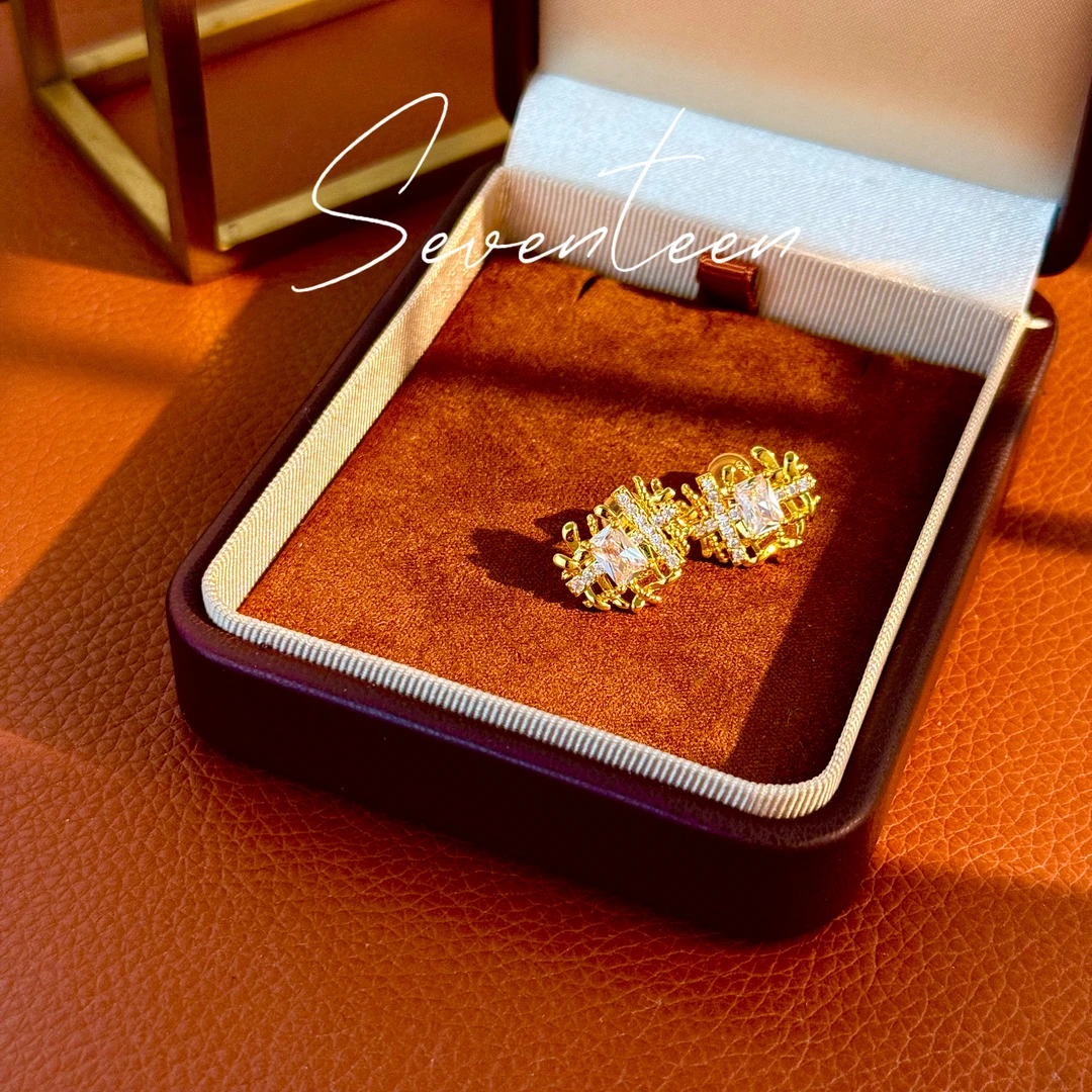 铜合金耳饰 <925银针>独特耳钉女轻奢高级感【璀璨星河】RF-599金