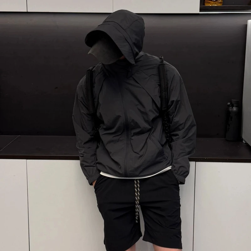 GoldBoy美式连帽薄款防晒夹克 春夏休闲透气运动风薄外套