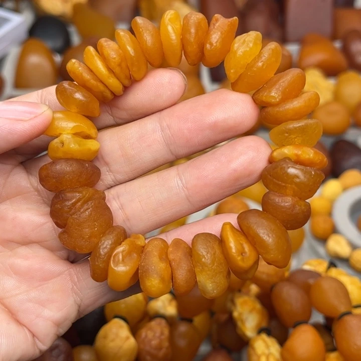 琥珀未镶嵌裸石天然蜜蜡手串