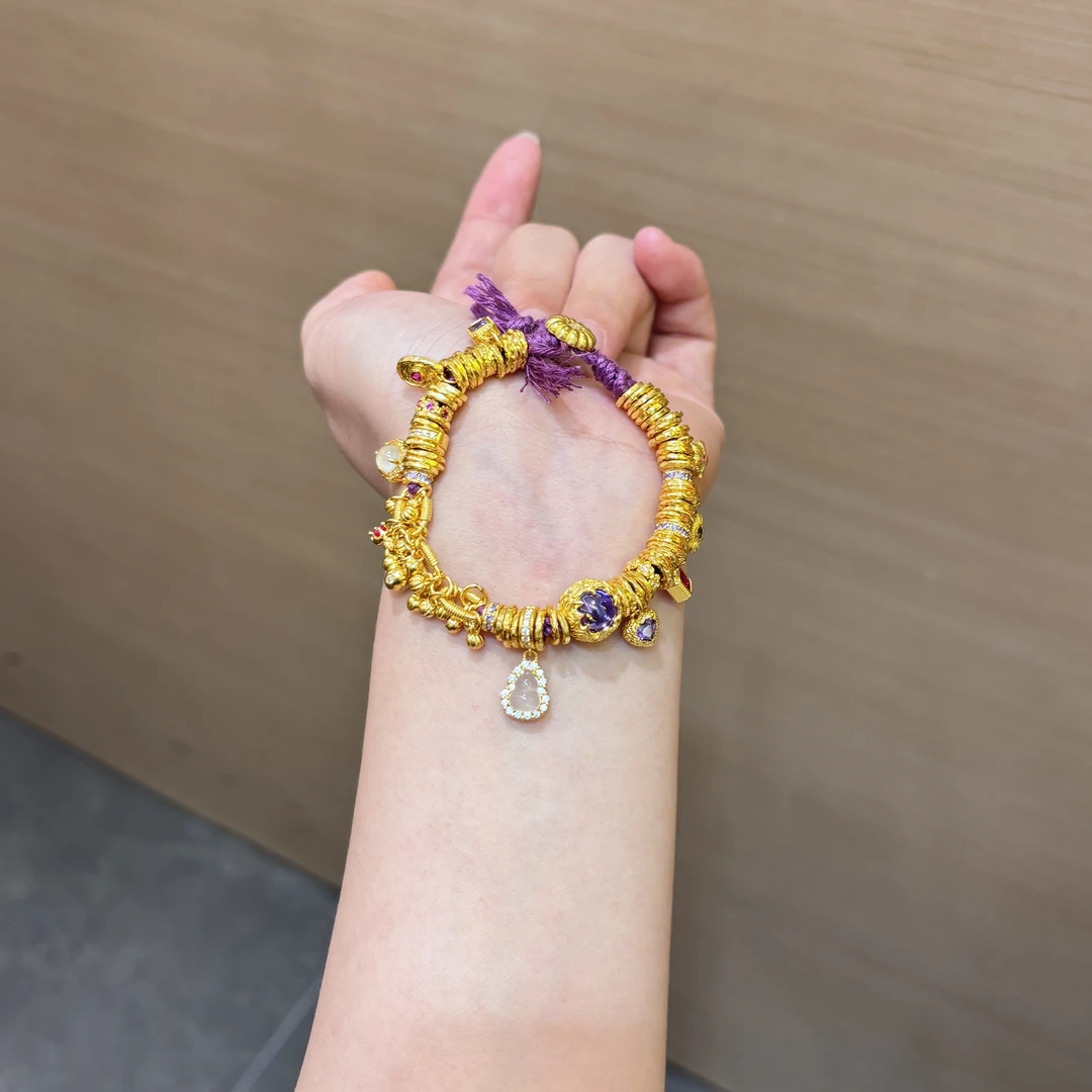 【菠萝珠宝】足金999 时尚点钻硕果龙心盘缠手串  金重：51.96克