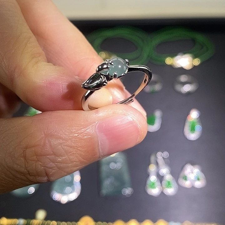 翡翠未镶嵌戒指天鹅