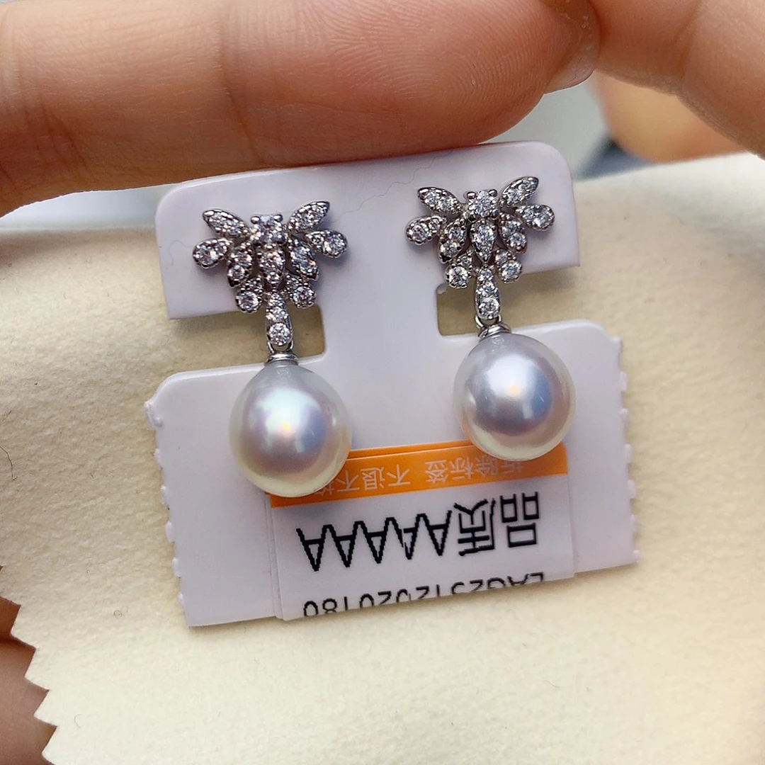 海水珍珠银S925镶嵌耳饰w51