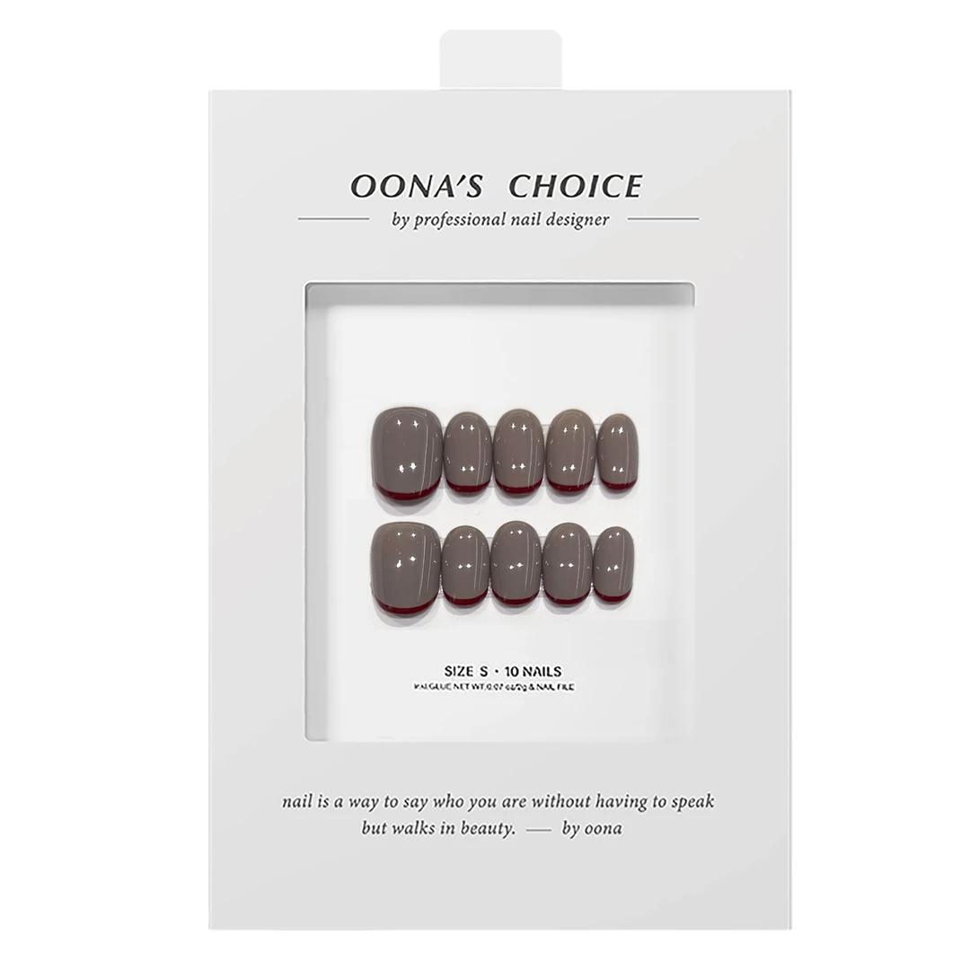 【勃艮第法式】简约日常红法式短甲新年美甲穿戴甲通勤款豆豆甲