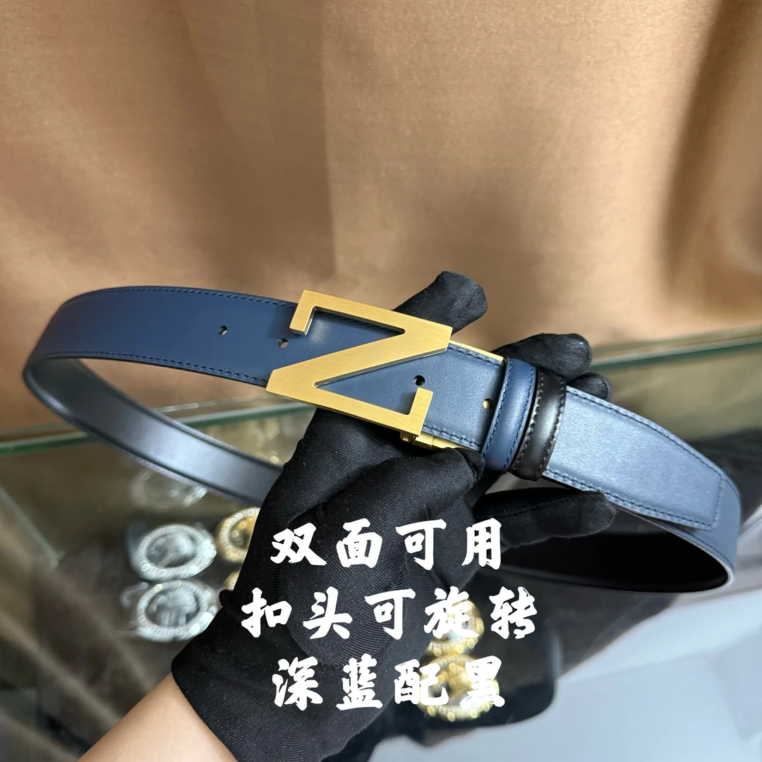 新款男士皮带百搭高档休闲Z字母牛皮腰带青中老年时尚商务年轻潮