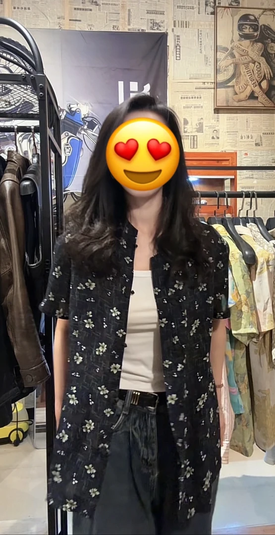 复古港风夏季短袖衬衫黑色#古着#日制