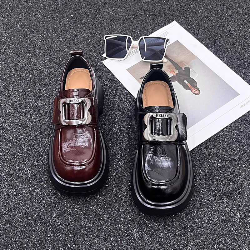 【杨杨粉丝专属】新款防滑女乐福鞋复古厚底女单鞋3635-17