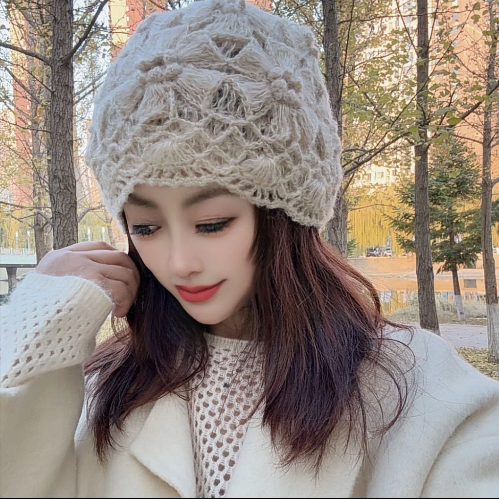 新款秋冬帽子包头帽（芙蓉花花包帽）双层保暖森系甜美冬季秋季