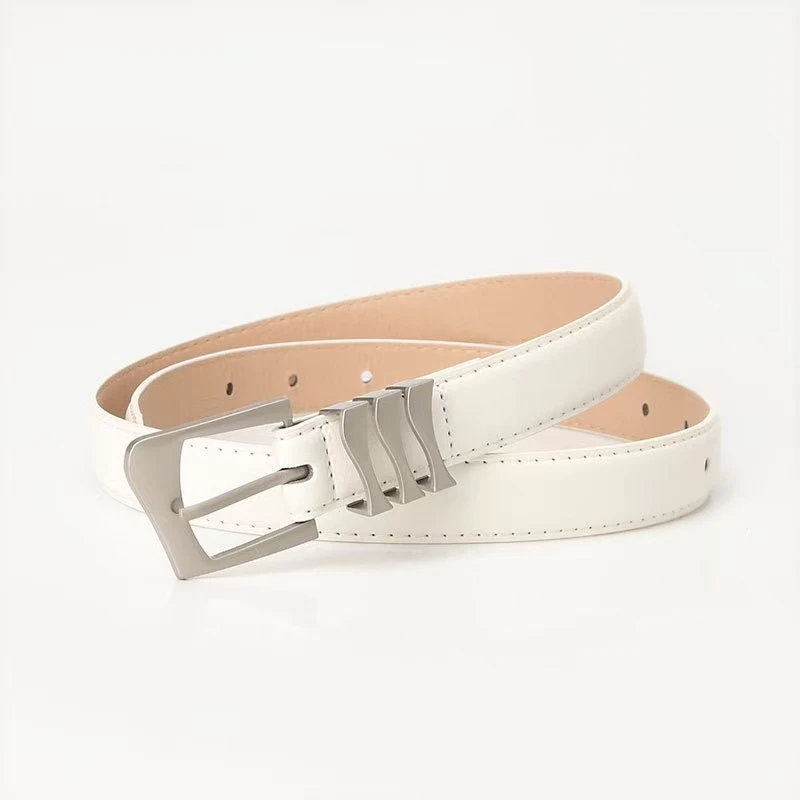 pd2019-4 白色牛皮腰带女装饰配连衣裙子衬衫真皮时尚百搭黑白色