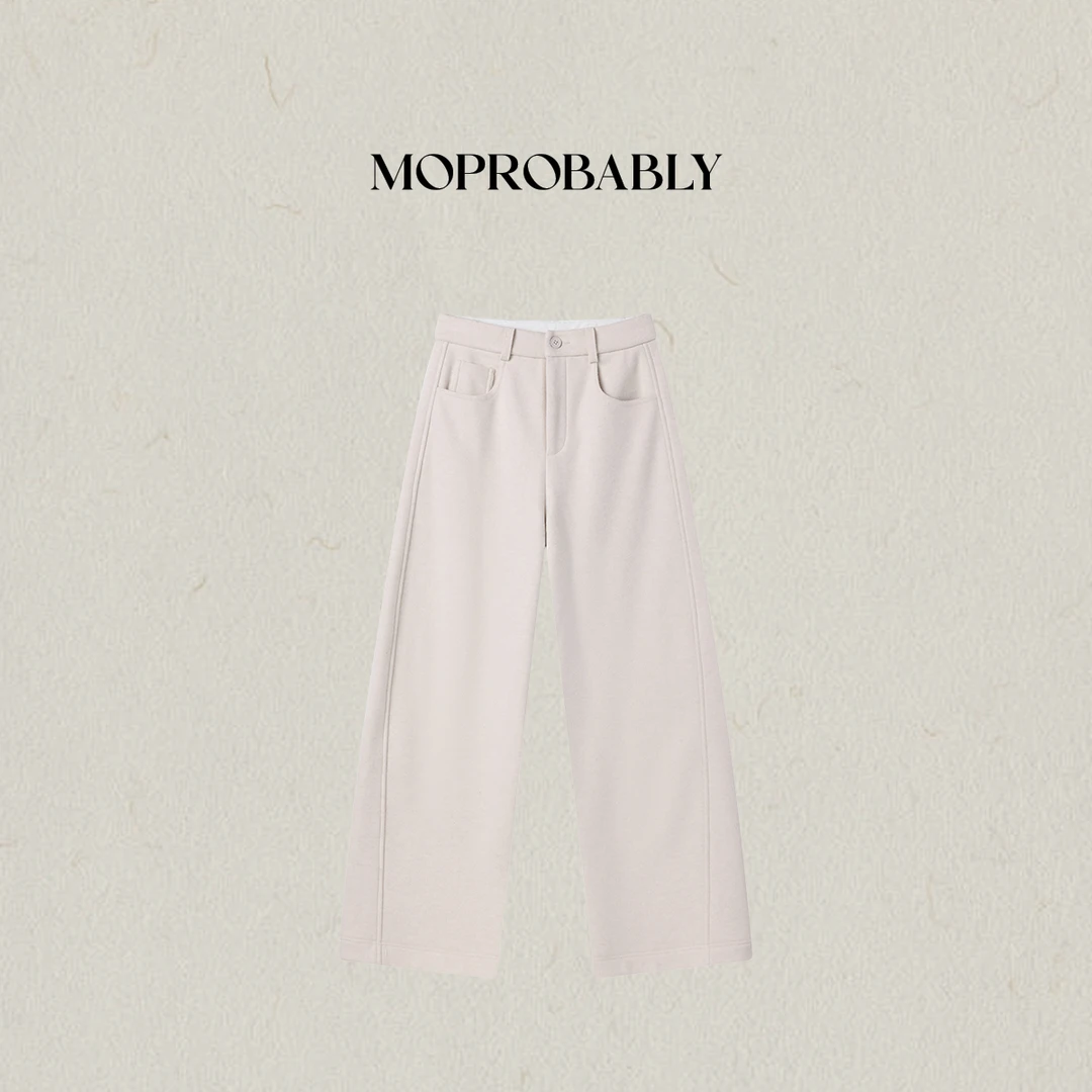 Moprobably李予诺「泰度」简约时尚百搭通勤直筒休闲裤L5463037