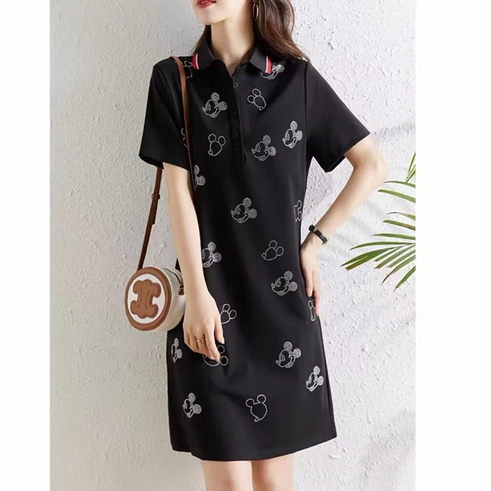 2025休闲重工亮钻翻领POLO连衣裙