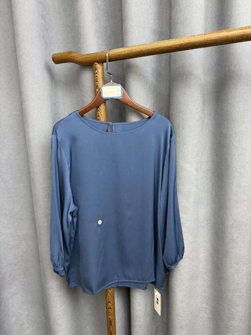 (瑕疵)新款休闲时尚圆领桑蚕丝七分袖上衣女R320