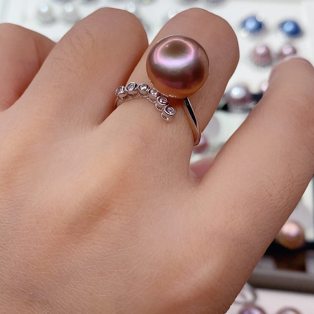 戒指银S925镶嵌淡水珍珠
