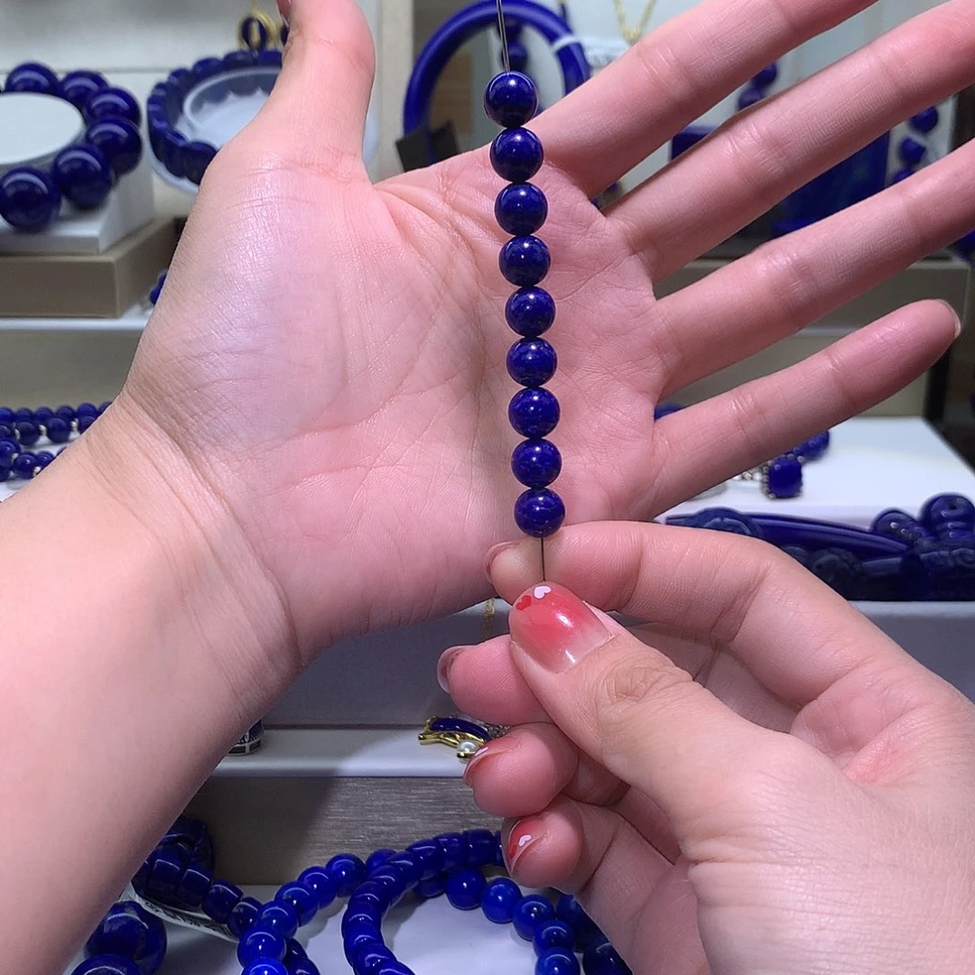 啊***瑶青金石未镶嵌天然原矿单圆珠8m +