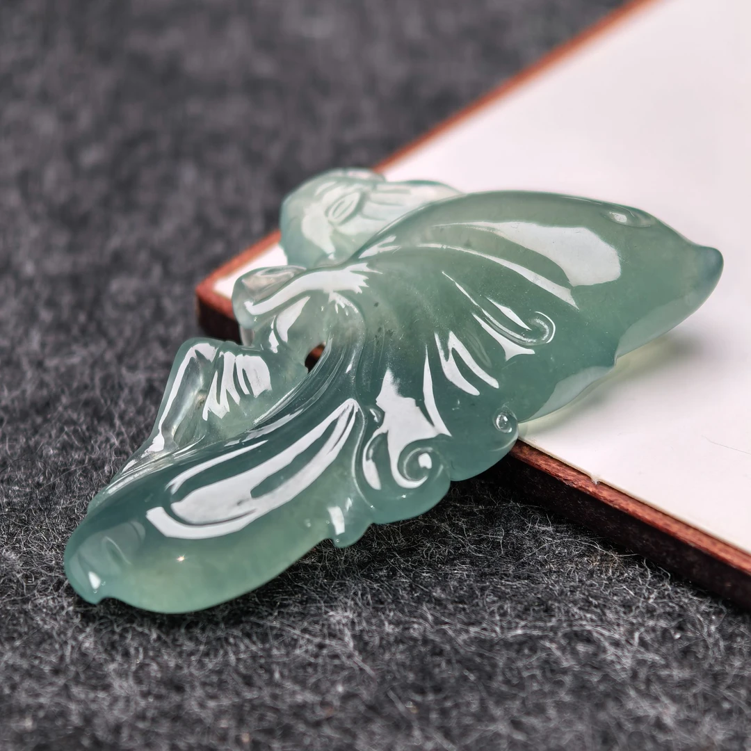 【锦岩翡翠】天然缅甸翡翠A货 湖泊蓝天使吊坠