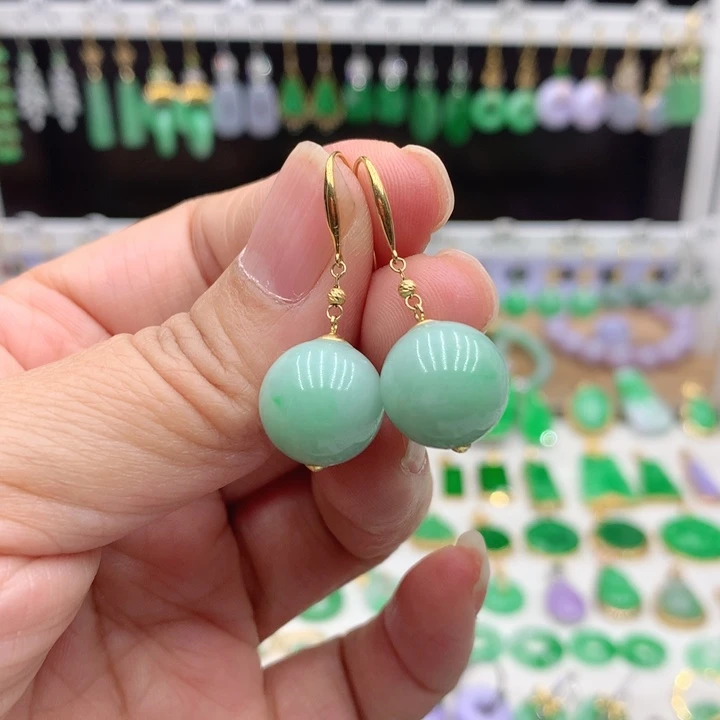 翡翠18K金镶嵌耳饰
