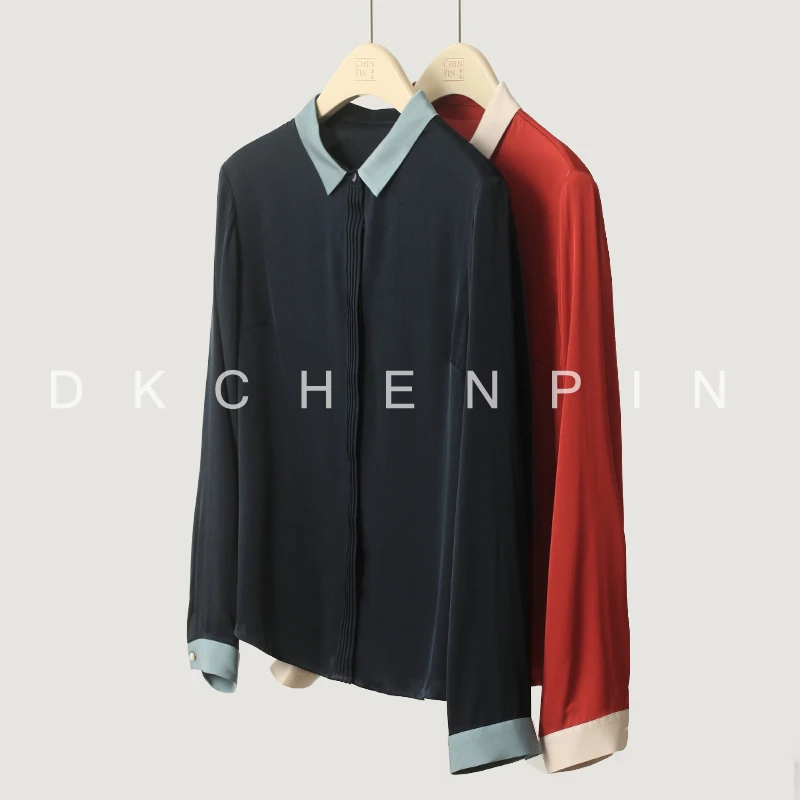 19姆米弹力双乔 设计感拼接气质桑蚕丝衬衫 GD-SZTS2966