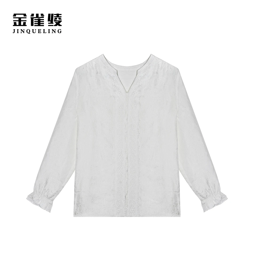 金雀绫【伊丽莎白】法式轻奢浪漫气质镂空设计感衬衫SZ1S44