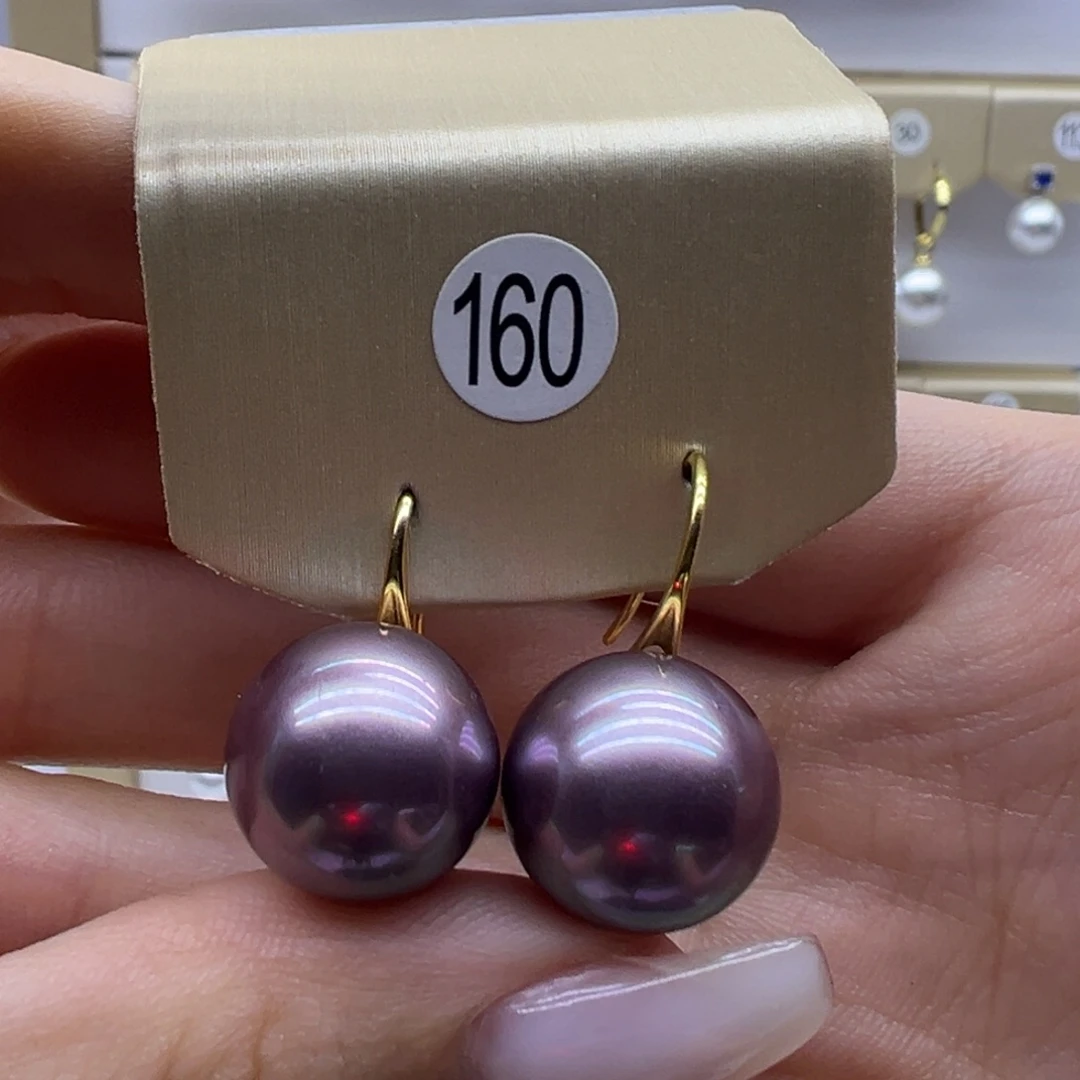 耳饰银S925镶嵌淡水珍珠