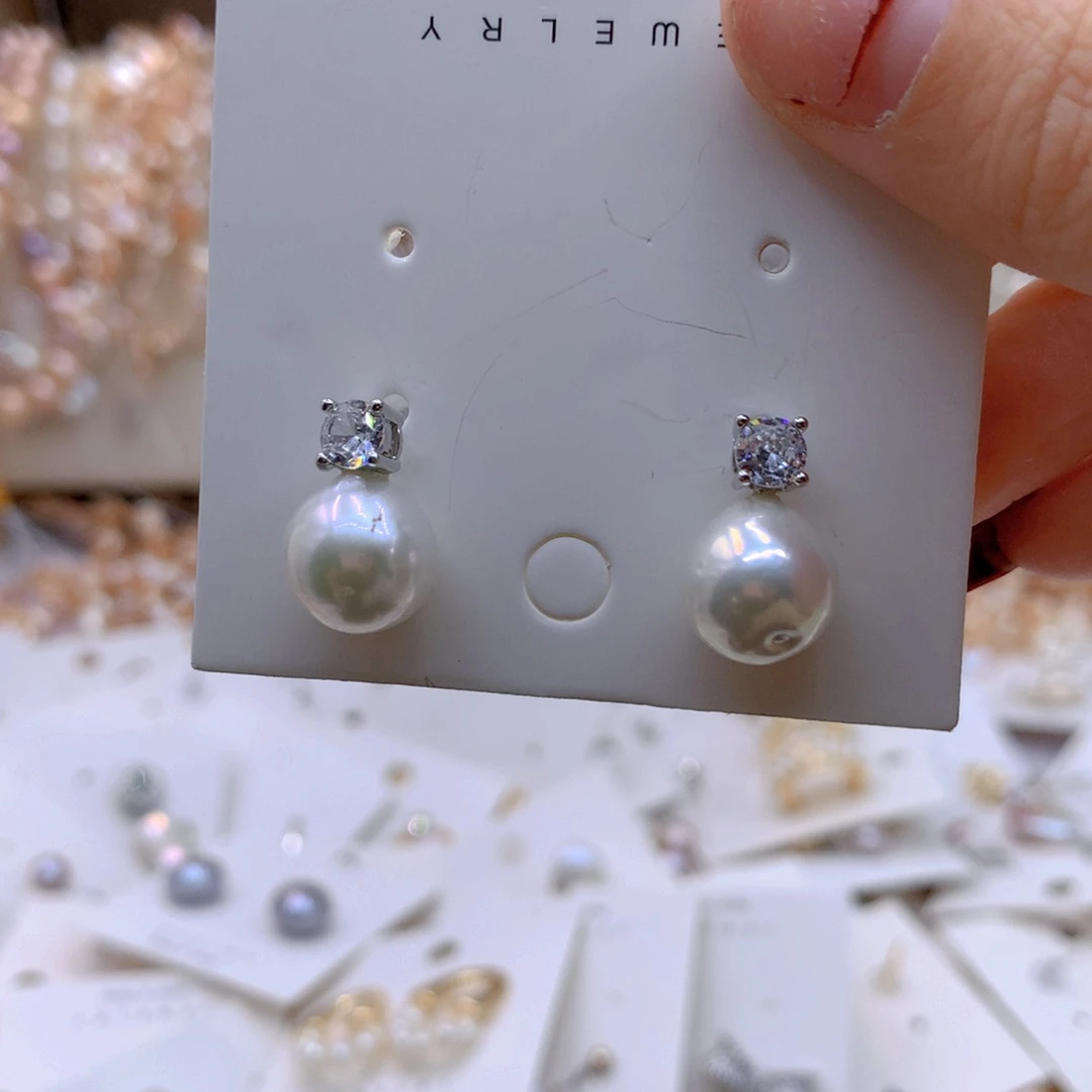 淡水珍珠耳饰银S925镶嵌