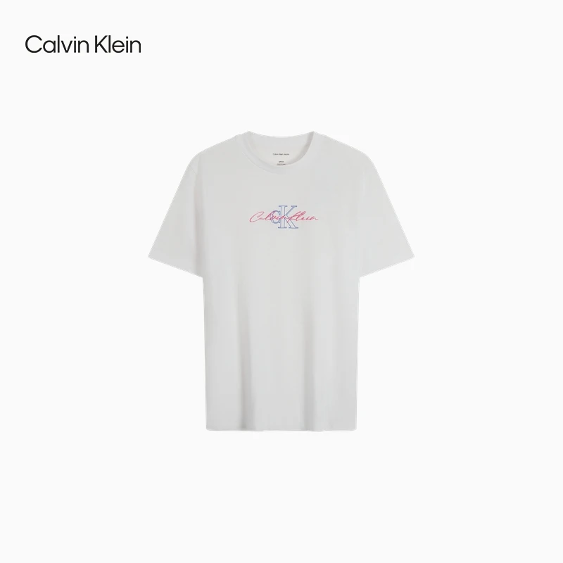 CK Jeans25早秋新款女士休闲通勤字母印花纯棉针织短袖T恤