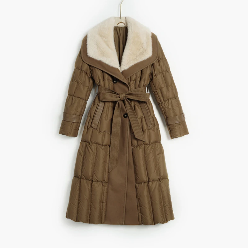 鹅绒服外套冬季韩版修身显瘦时尚百搭加厚气质过膝羽绒服