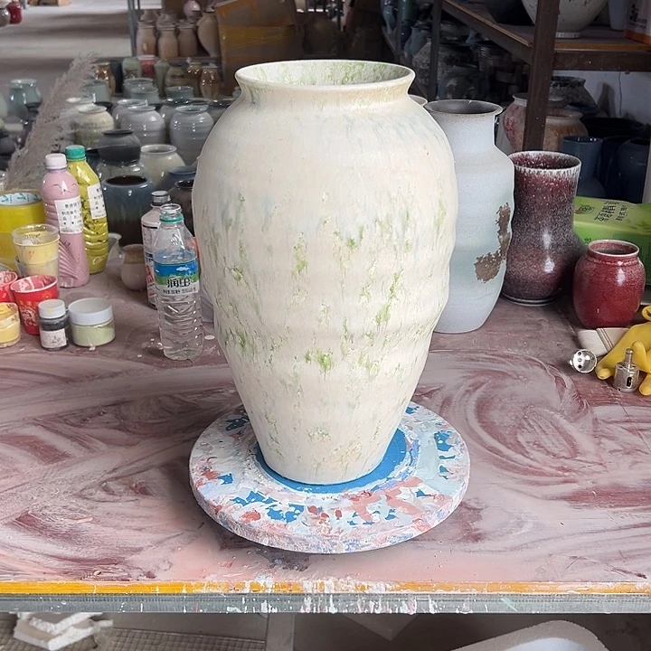 心***情白泥花瓶摆件摆件。88