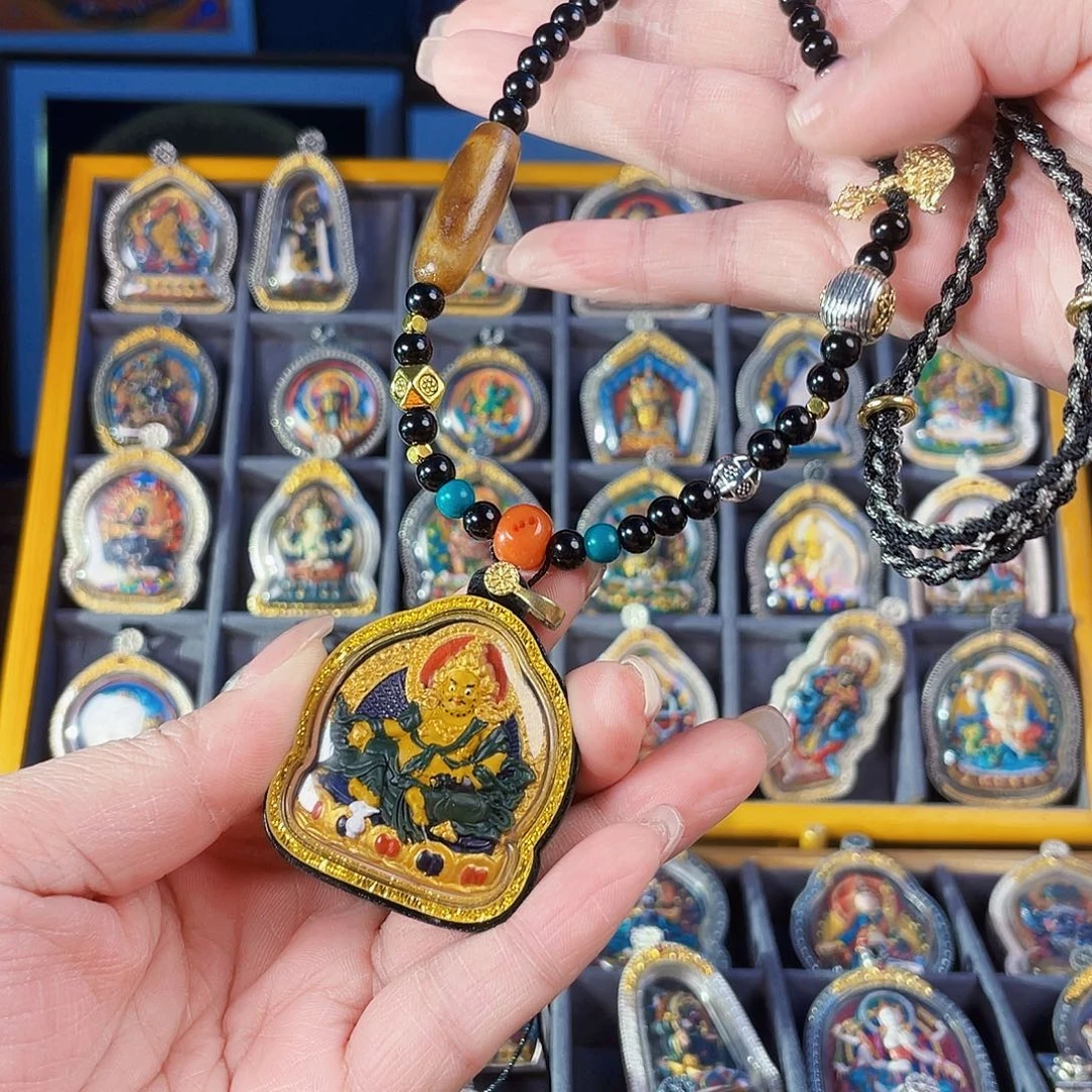 泥塑溜*啊纯手绘黄财擦擦吊坠有链子