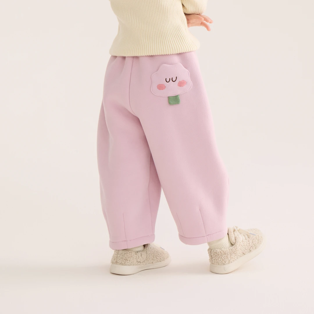 女童加绒裤子秋冬季2025新款宝宝冬款加厚羊羔绒儿童冬装休闲卫裤