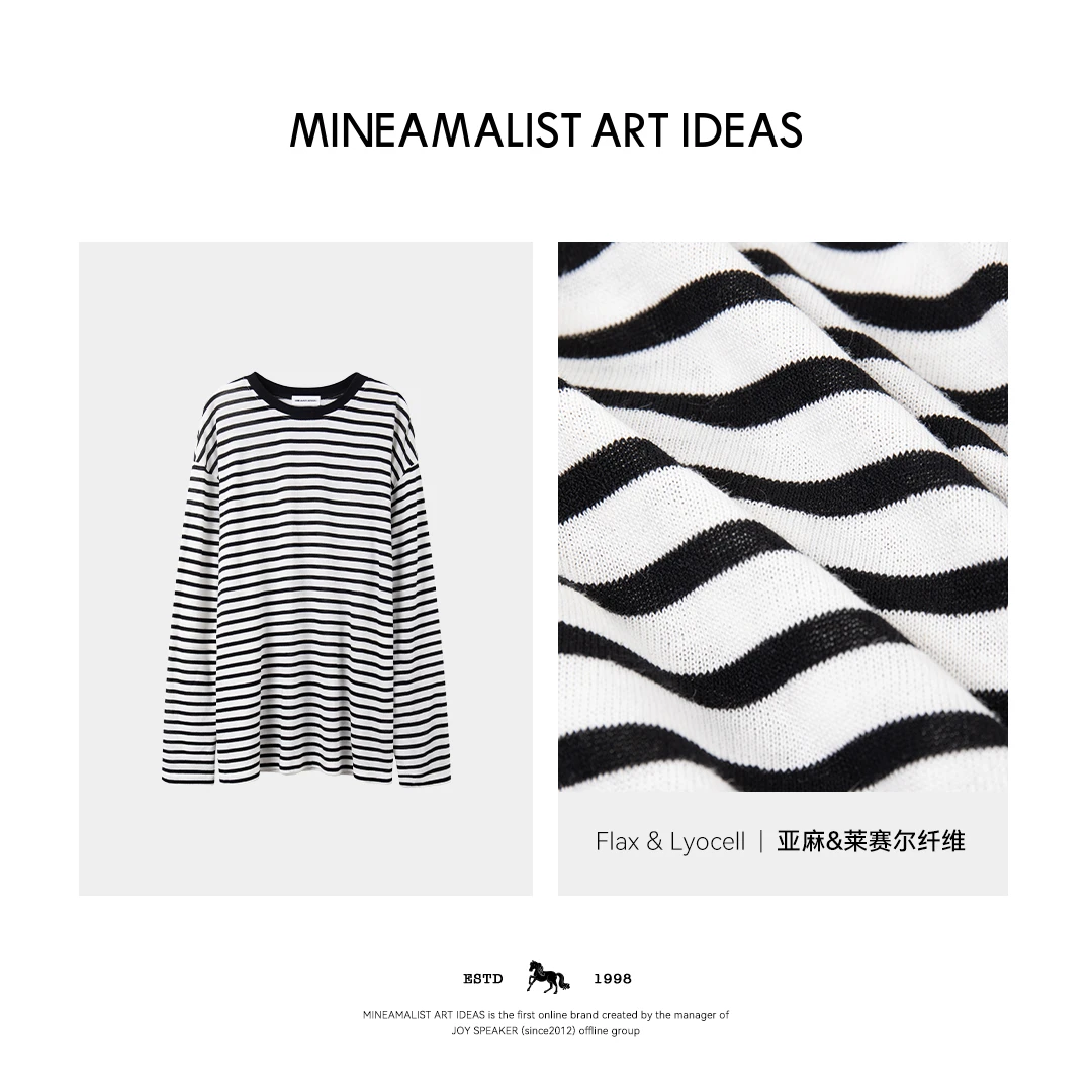MINEAMALIST ART IDEAS春夏圆领宽松天丝亚麻长袖T恤3264M