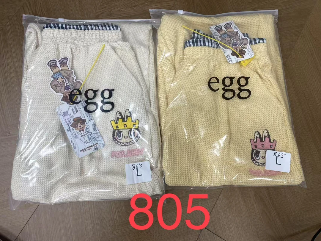 青岛代工  布布皇冠刺绣 提花卫裤   805
